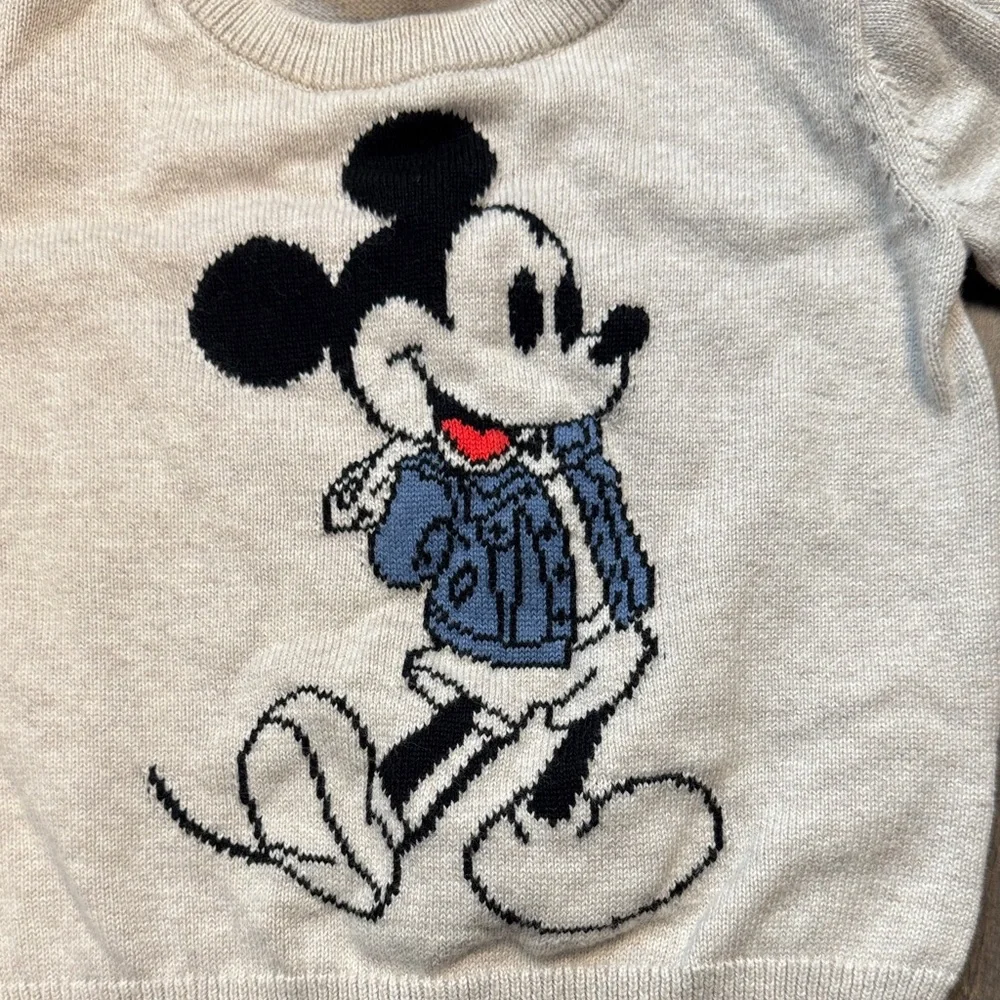 Baby Gap Disney Mickey Mouse 100% Cotton Knit Sweater 12-18 Months Gray